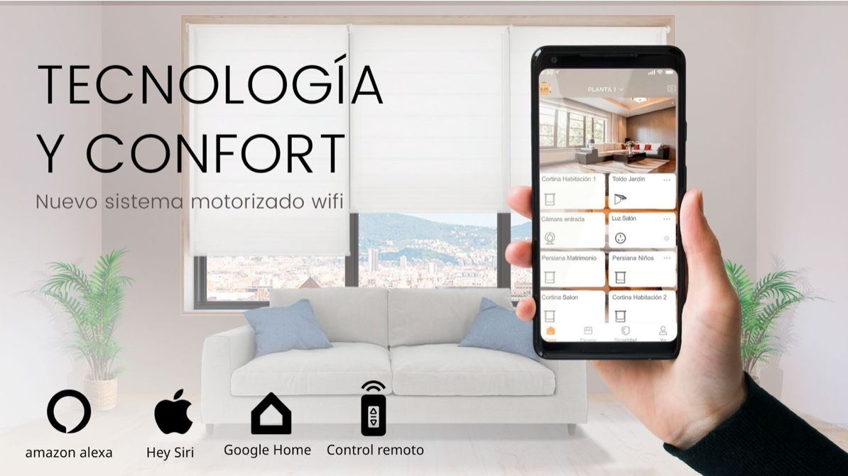 Cortinas a motor con wifi. Nuevo sistema motorizado. Tecnología y confort.
