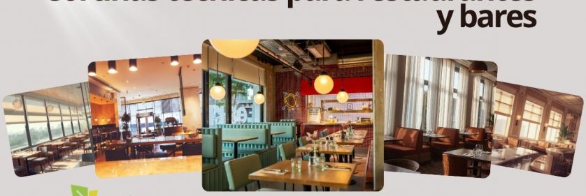 Cortinas técnicas para restaurantes y bares Optimiza tu restaurante con cortinas técnicas. Mejora la eficiencia térmica, el confort acústico y cumple la normativa Clase 1 con diseños contract a medida.