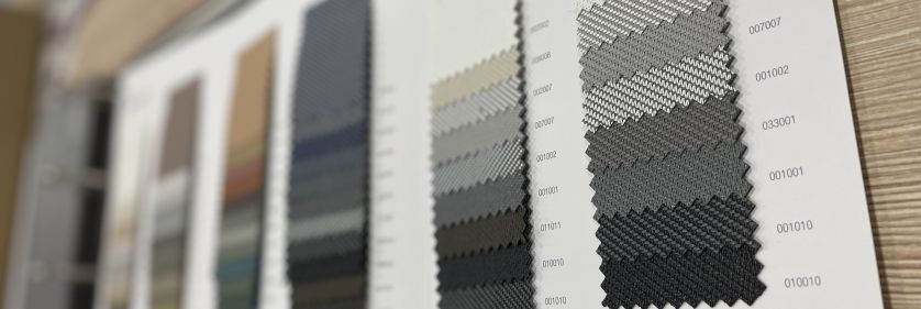 Muestra tejido técnico con diferentes tramas y colores