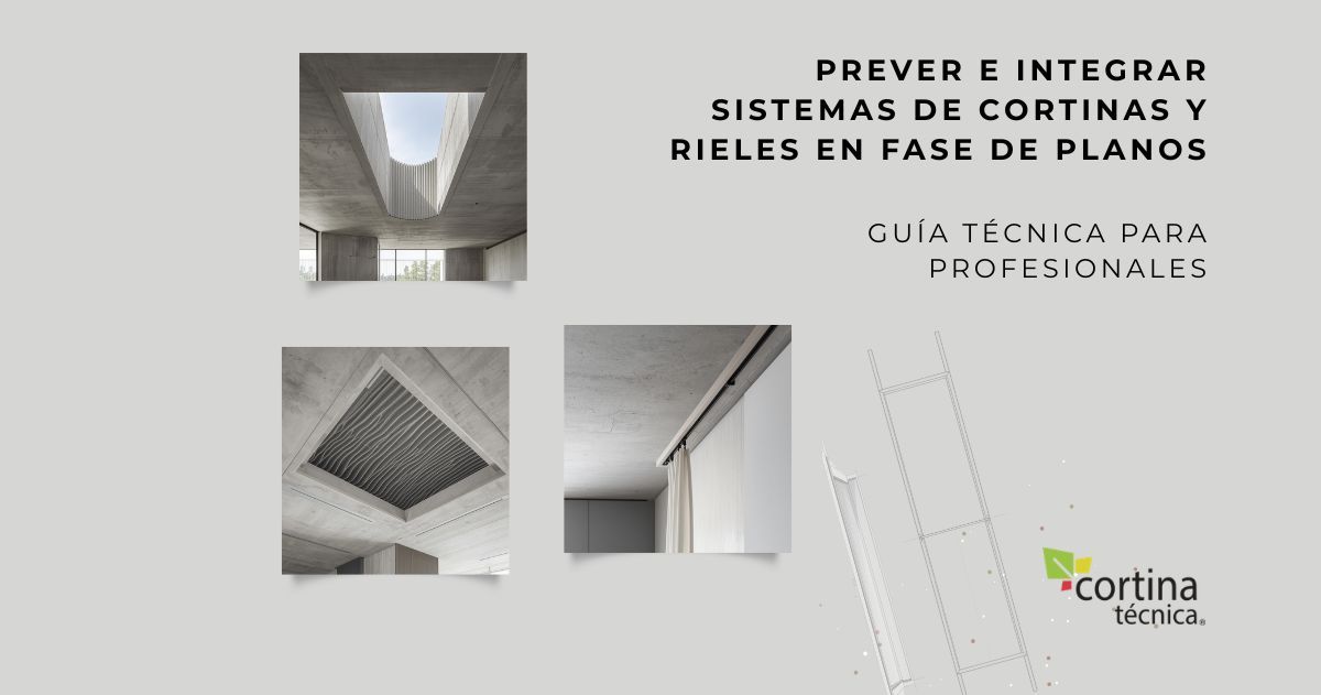 Dimensiones de fosos, cálculo de cargas estructurales y preinstalación eléctrica domótica para integrar sistemas de cortinas y estores en fase de planos.